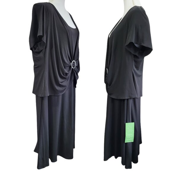 S. L. Fashions Black Buckle-Ruched Dress - NWOT - Women's Plus Size 22 W - Picture 4 of 8